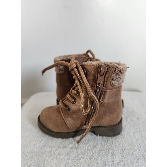 Falls Creek Kids Brown Lace Up Ankle Booties Buckle Side Zip Girls Youth 5M GUC - Picture 4 of 8